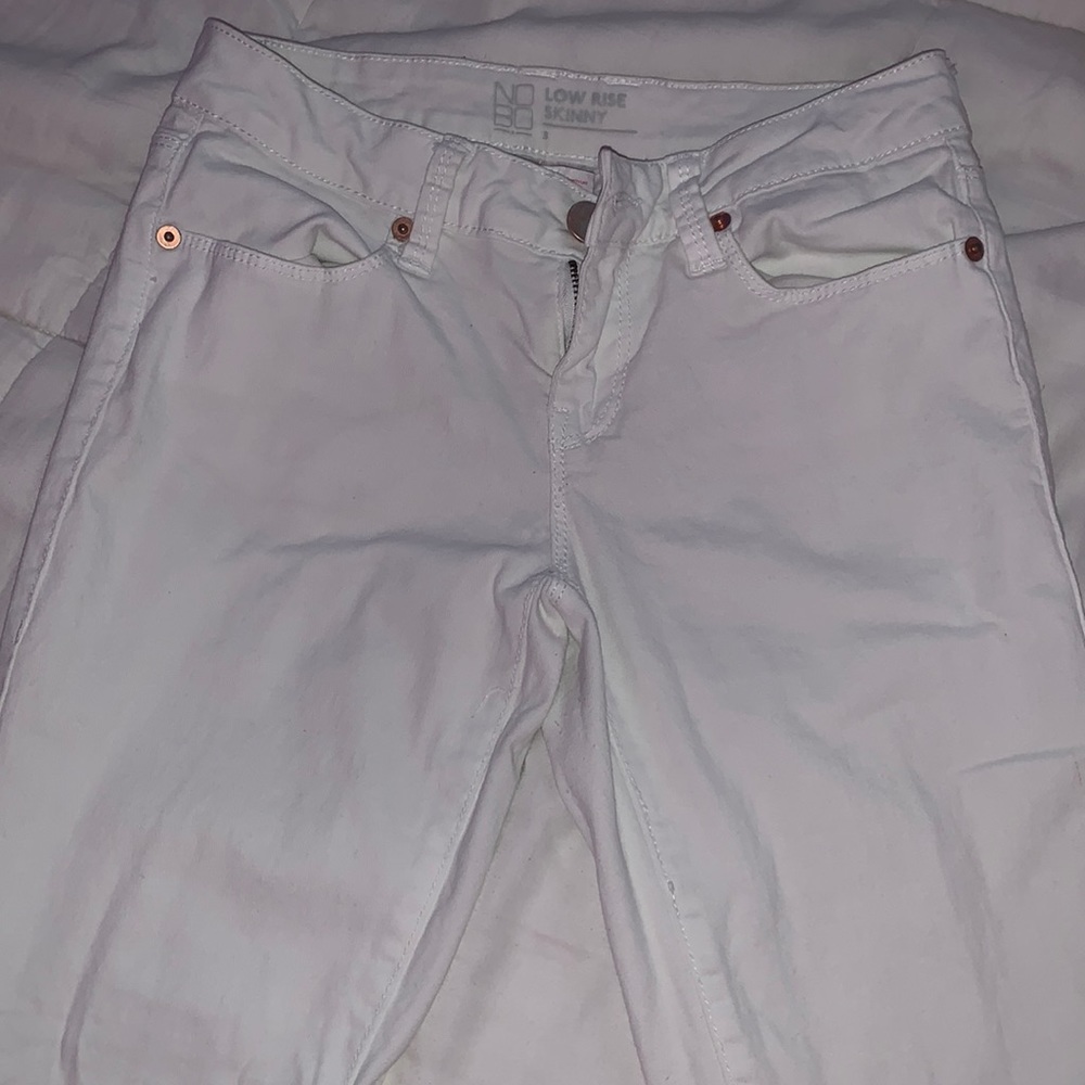 White Low Rise Skinny Jeans